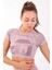 SlimFit Kadın Bisiklet Yaka Kısa Kol Lila Crop Top 811037 1