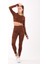 SlimFit Kadın Bisiklet Yaka Uzun Kol Sepya Crop Top 816025 5