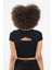 SlimFit Kadın Bisiklet Yaka Siyah- Crop Top 2