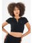 SlimFit Kadın Bisiklet Yaka Siyah- Crop Top 3