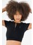 SlimFit Kadın Bisiklet Yaka Siyah- Crop Top 4