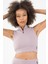 SlimFit Kadın Balıkçı Yaka Lila Crop Top 1