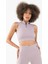 SlimFit Kadın Balıkçı Yaka Lila Crop Top 2