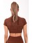 SlimFit Kadın Bisiklet Yaka Kısa Kol Sepya Crop Top 811037 2