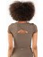 SlimFit Kadın Bisiklet Yaka Kakao Crop Top 2