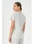 Regular Kadın V Yaka Kısa Kol Ekru T-shirt 23128 2