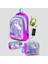 Kids Pembe Gümüş Simli Unicorn Desenli Üç Bölmeli USB Şarjlı Kulaklık Çıkışlı Okul Sırt Çantası Seti 1