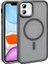 Apple iPhone 11 Kılıf Magsafe Şarj Özellikli Mat Arka Yüzey Iksp Sio Kapak-Gri 1