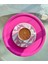 Metal Pembe Tek Kişilik Dekoratif Çay, Kahve ve Pasta Servisi Sunum Tepsisi 23 cm 3