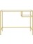 Modern Gold Renk Metal Iskeletli Temper Camlı Laptop Çalışma Masası Makyaj Masası 3