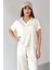 TKM-03690 Ekru Polo Yaka Bluz Salaş Pantolon Ikili Takım 2