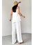 TKM-13256 Beyaz Ip Askılı Bluz Salaş Pantolon Ikili Takım 5