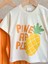Unisex Çocuk Pamuklu Ekru Pineapple Sloganlı T-Shirt ve Çizgili Bermuda Takım 3