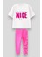 Kız Çocuk Pamuklu Beyaz Pembe Sloganlı Takım - “have A Nice Day” Yazılı T-Shirt ve Tayt 1