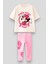 Kız Çocuk Pamuklu Ekru Minnie Temalı Takım - Parlak Fiyonklu T-Shirt ve Kelebek Desenli Tayt 1
