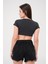 Erva Fitilli Kısa Kollu Crop Bluz Siyah 4