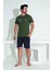 Erkek Şort Tshirt Pijama Takımı 25251 Yeşil 2