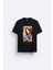 Meryem Ana Baskılı Bisiklet Yaka Normal Kalıp Siyah Tişört T-Shirt 1