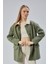 Haki Oversize Casual Midi Trençkot 3
