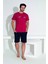 Erkek Şort Tshirt Pijama Takımı 25251 Kırmızı 3