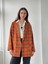 90'lar Retro Model Açık Kiremit Ekoseli Oversize Tasarım Ekose Ceket Kadın Açık Kiremit 3