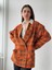 90'lar Retro Model Açık Kiremit Ekoseli Oversize Tasarım Ekose Ceket Kadın Açık Kiremit 4