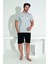 Erkek Şort Tshirt Pijama Takımı 25252 Gri 3