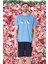 Erkek Şort Tshirt Pijama Takımı 25252 Mavi 3