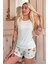 Mint Spring Is My Life Desenli Sıfır Kol Şortlu Örme Kadın Pijama Takımı 1