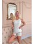 Mint Spring Is My Life Desenli Sıfır Kol Şortlu Örme Kadın Pijama Takımı 3