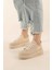 Kadın Yüksek Taban Hafif Rahat Taban Keten Günlük Bağcıklı Kadın Sneaker Spor Ayakkkabı 3