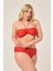 Kadın Büyük Beden Kırmızı Straplez Boyundan Bağlı Bikini Takımı 1