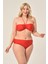 Kadın Büyük Beden Kırmızı Straplez Boyundan Bağlı Bikini Takımı 2