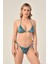 Aquaviva Kadın Mavi Yılan Desen Üçgen Slip Büzgülü Brazılıan Bikini Takımı 1