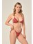 Aquaviva Kadın Pembe Siyah Benek Desen Üçgen Slip Büzgülü Brazılıan Bikini Takımı 1