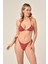 Aquaviva Kadın Pembe Siyah Benek Desen Üçgen Slip Büzgülü Brazılıan Bikini Takımı 3
