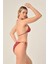 Aquaviva Kadın Pembe Siyah Benek Desen Üçgen Slip Büzgülü Brazılıan Bikini Takımı 4