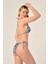 Aquaviva Kadın Gri Pembe Çiçek Desen Üçgen Slip Büzgülü Brazılıan Bikini Takımı 4