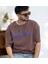 Erkek Baskili T-Shirt American Brown 2