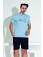 Erkek Şort Tshirt Pijama Takımı 25254 Mavi 4
