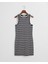 Kadın Lacivert Slim Fit Bisiklet Yaka Çizgili Elbise 4201531.433 5