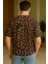 Erkek Oversize Baskili T-Shirt American Brown 2