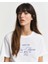 Kadın Krem Relaxed Fit Bisiklet Yaka Logolu T-Shirt 4200594.113 5