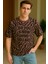 Erkek Oversize Baskili T-Shirt American Brown 1