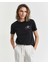 Kadın Siyah Regular Fit Bisiklet Yaka Logolu T-Shirt 4200277.5 1