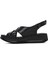 Kadın Siyah Kalın Tabanlı Deri Comfort Sandalet 25SFD321518 2