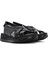 Kadın Siyah Kalın Tabanlı Deri Comfort Sandalet 25SFD321518 3