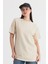 Bej Çizgili Oversize Tişört 4447A 3
