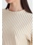 Bej Çizgili Oversize Tişört 4447A 4