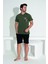 Erkek Şort Tshirt Pijama Takımı 25255 Yeşil 3
